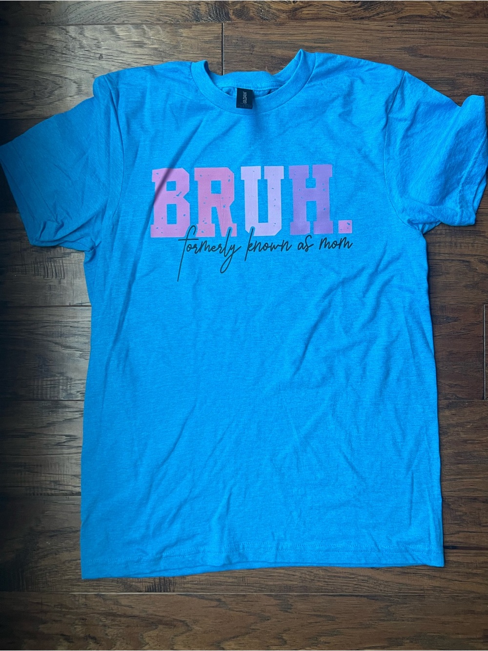 Gildan Blue Tee with Pink "BRUH" Graphic